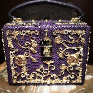 Authentic D&G Rare Purple Python Skin & Swarovski Crystal Clutch